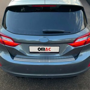 Ford Fiesta Bumper Sill Cover - Rear - Omac - Brushed - Silver - '17-'19 Ford Fiesta Bumper Sill Cover - Rear - Omac - Brushed - Silver - '17-'19